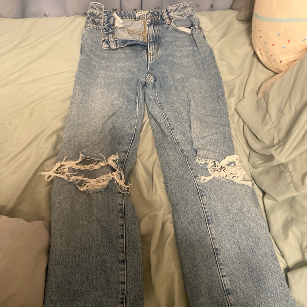 Garage Blue Boyfriend Jeans Distressed Relaxed Fit